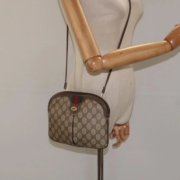 GUCCI GG Supreme Web Sherry Line Shoulder Bag PVC Beige - Picture 1 of 16